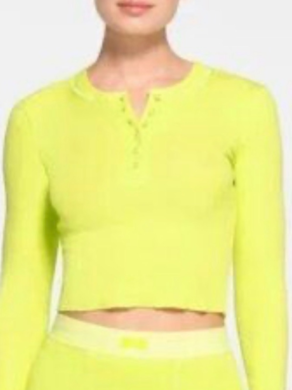 🌺NWOT SKIMS GREEN LONG SLEEVE RIBBED CROPPED SHIRT SIZE XS🌺